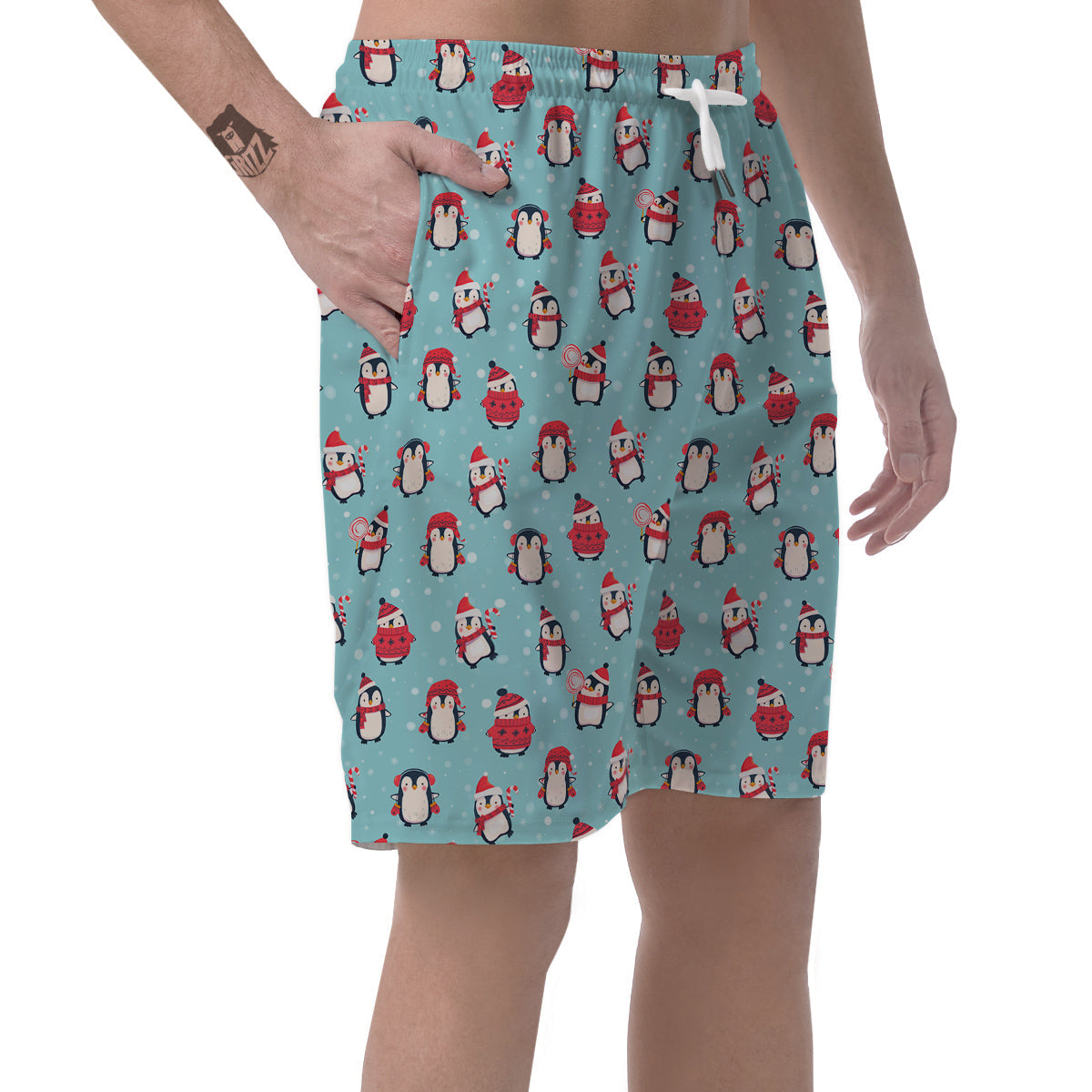 Penguin Cute Snowy Print Pattern Men's Shorts-grizzshop