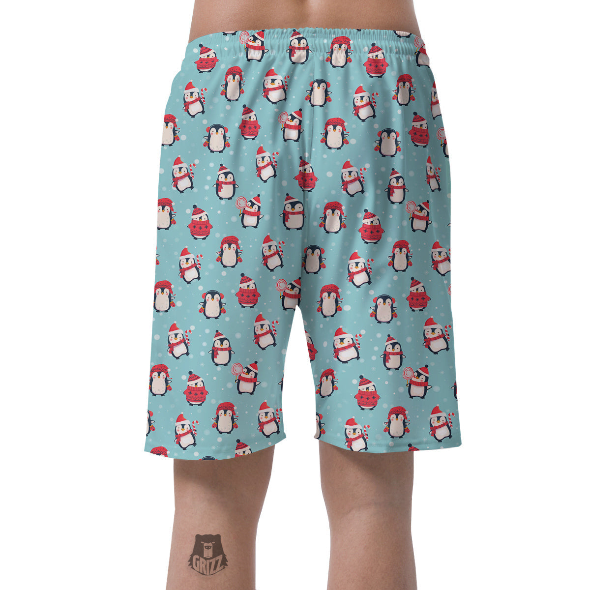 Penguin Cute Snowy Print Pattern Men's Shorts-grizzshop