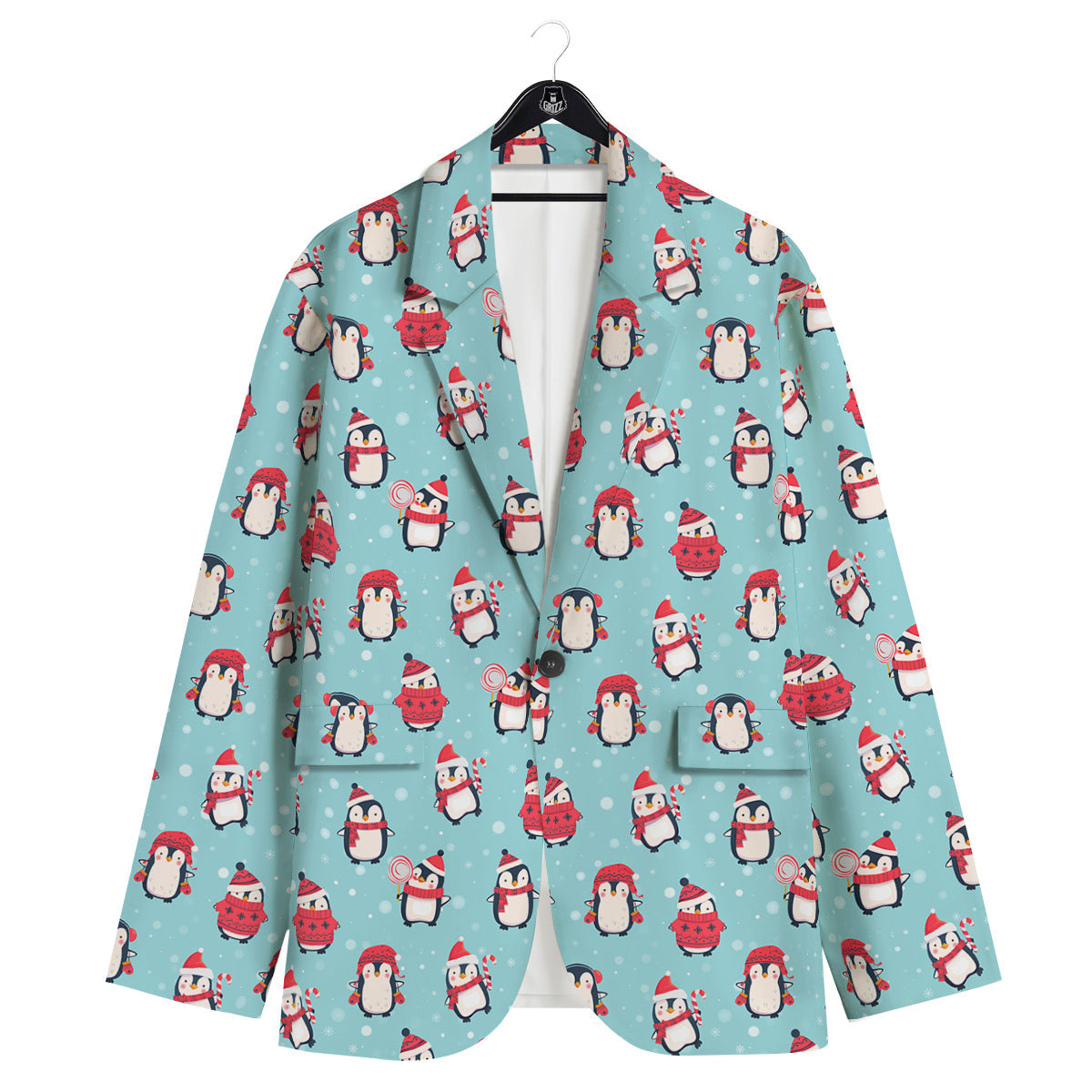 Penguin Cute Snowy Print Pattern Men's Sport Coat-grizzshop