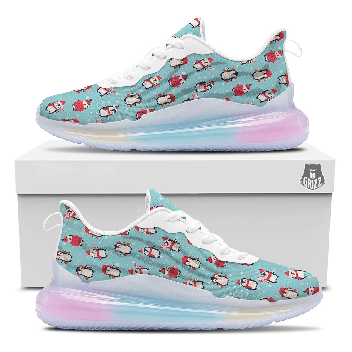 Penguin Cute Snowy Print Pattern Running Sneakers-grizzshop