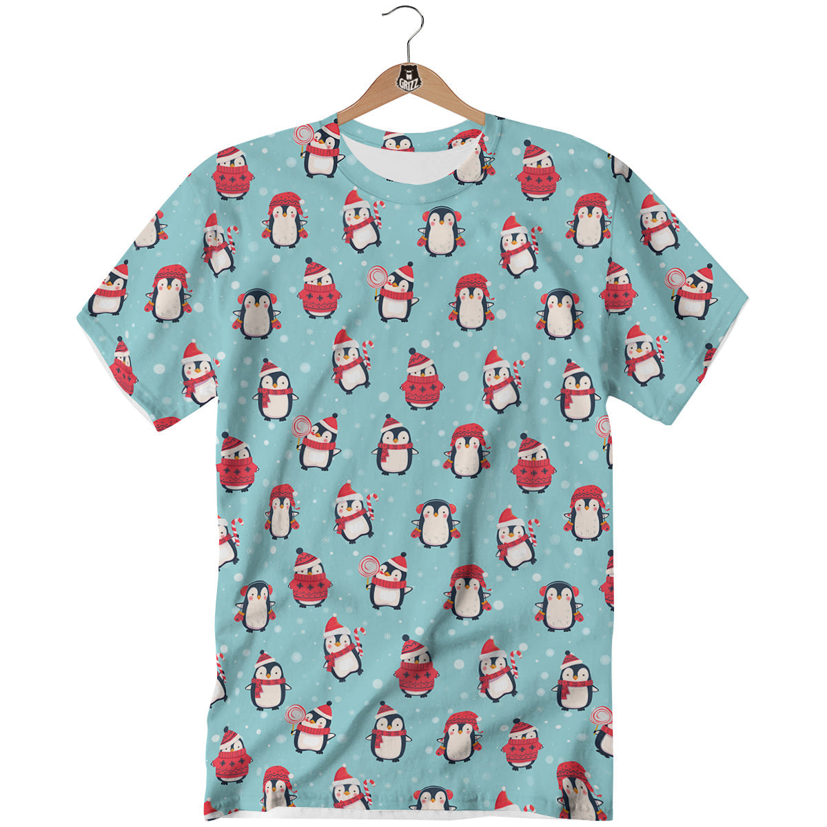 Penguin Cute Snowy Print Pattern T-Shirt-grizzshop