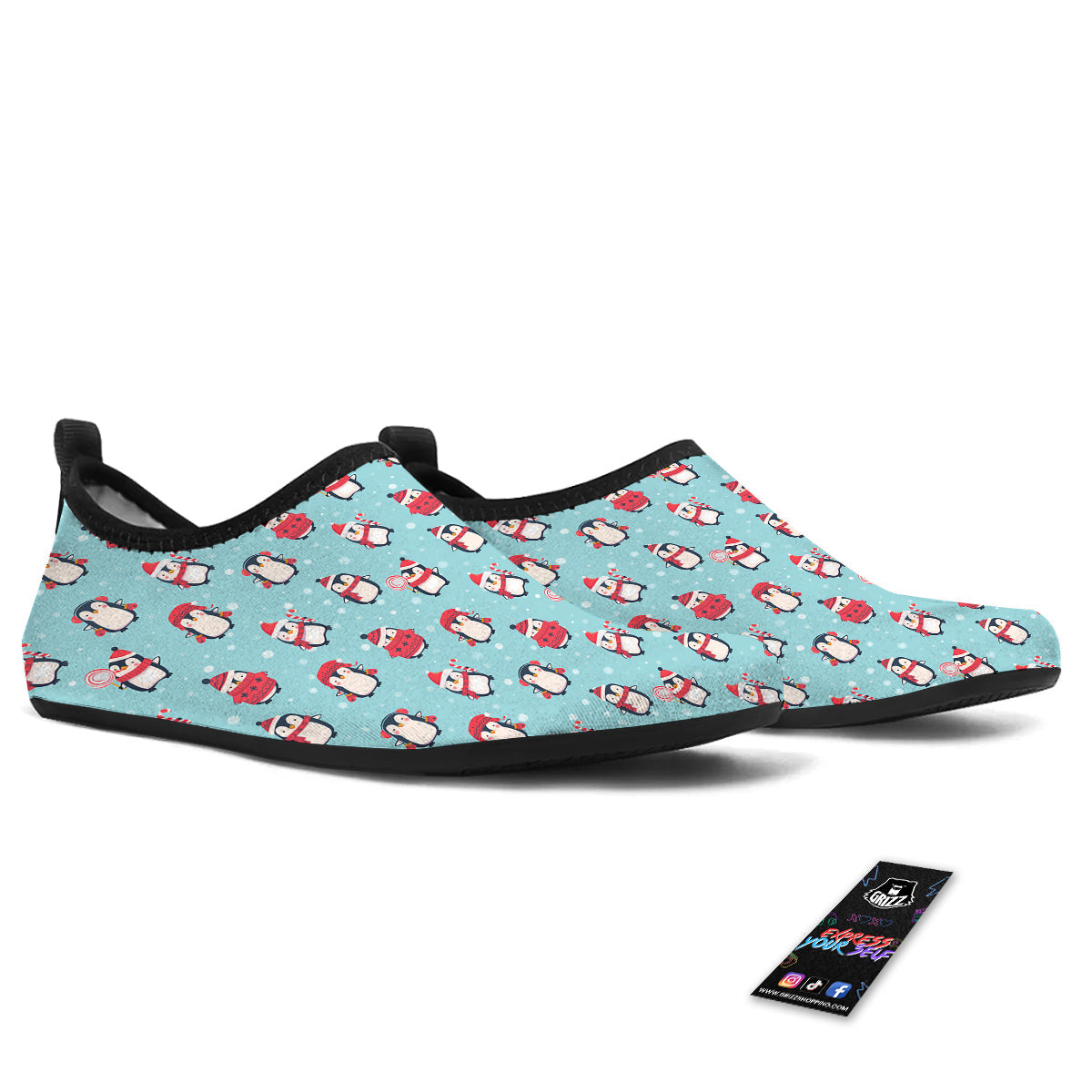 Penguin Cute Snowy Print Pattern Water Shoes-grizzshop
