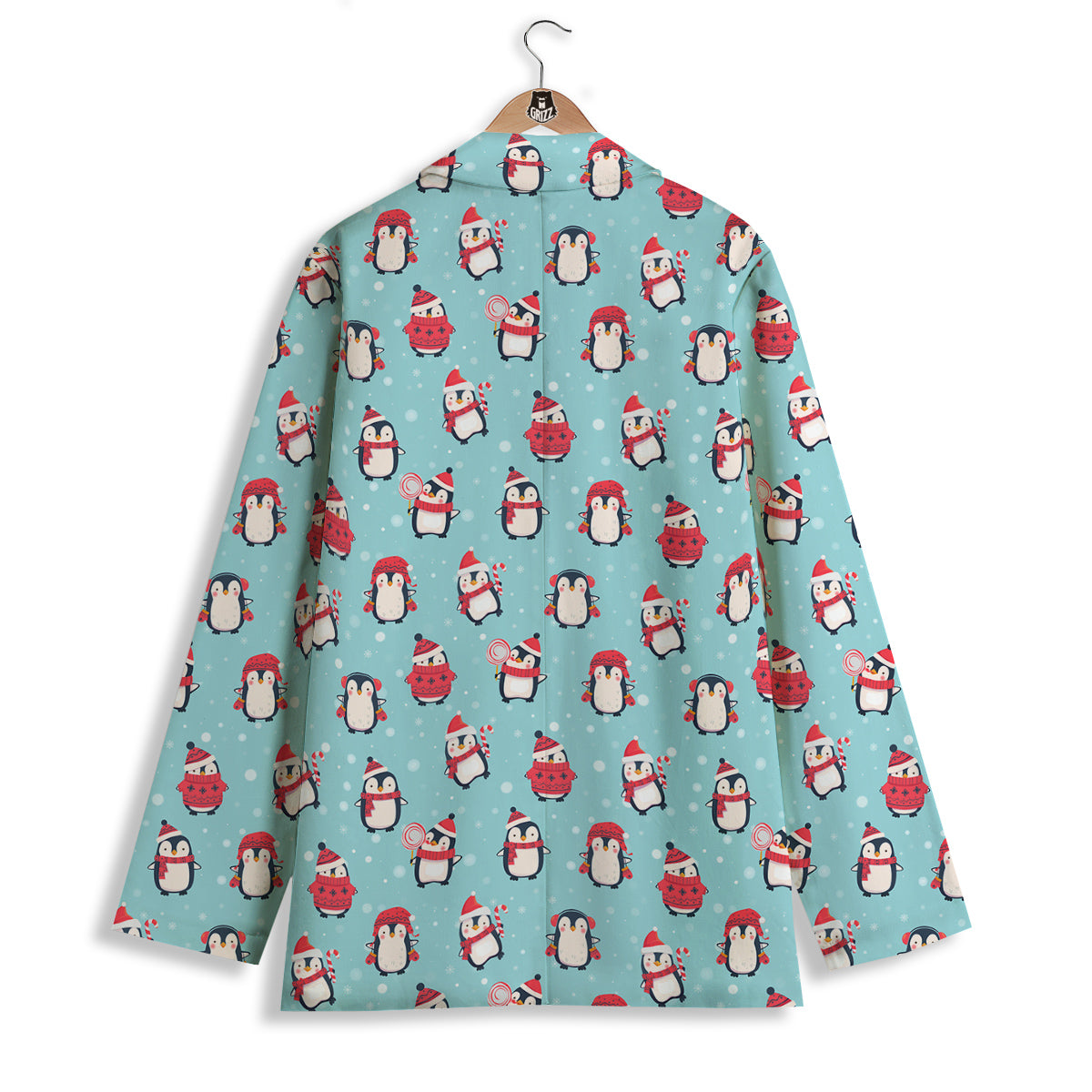 Penguin Cute Snowy Print Pattern Women's Blazer-grizzshop