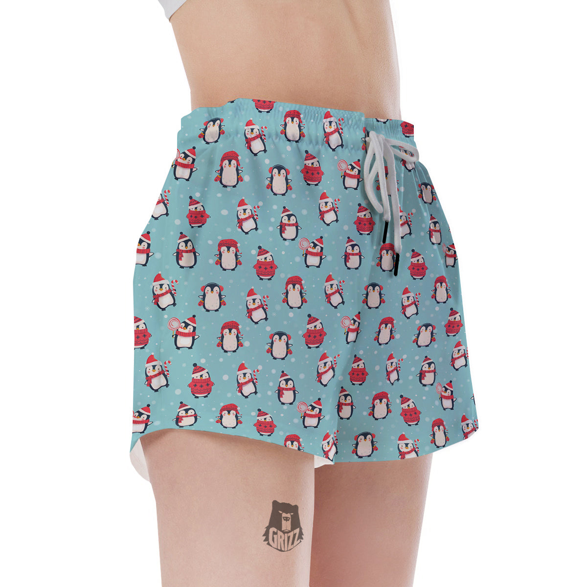 Penguin Cute Snowy Print Pattern Women's Shorts-grizzshop