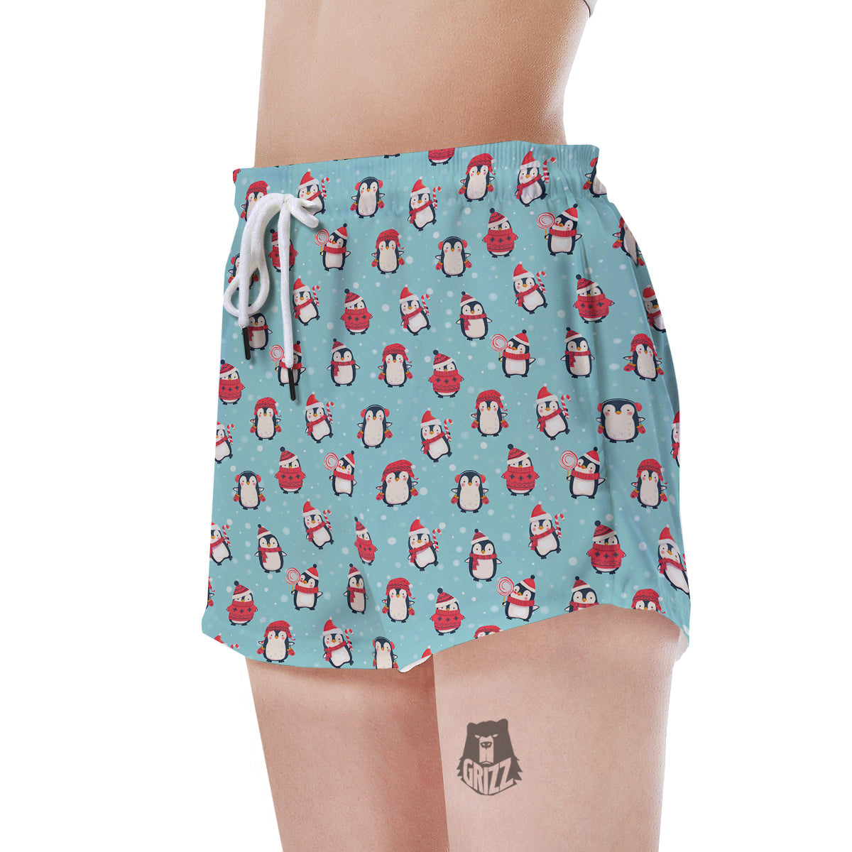 Penguin Cute Snowy Print Pattern Women's Shorts-grizzshop