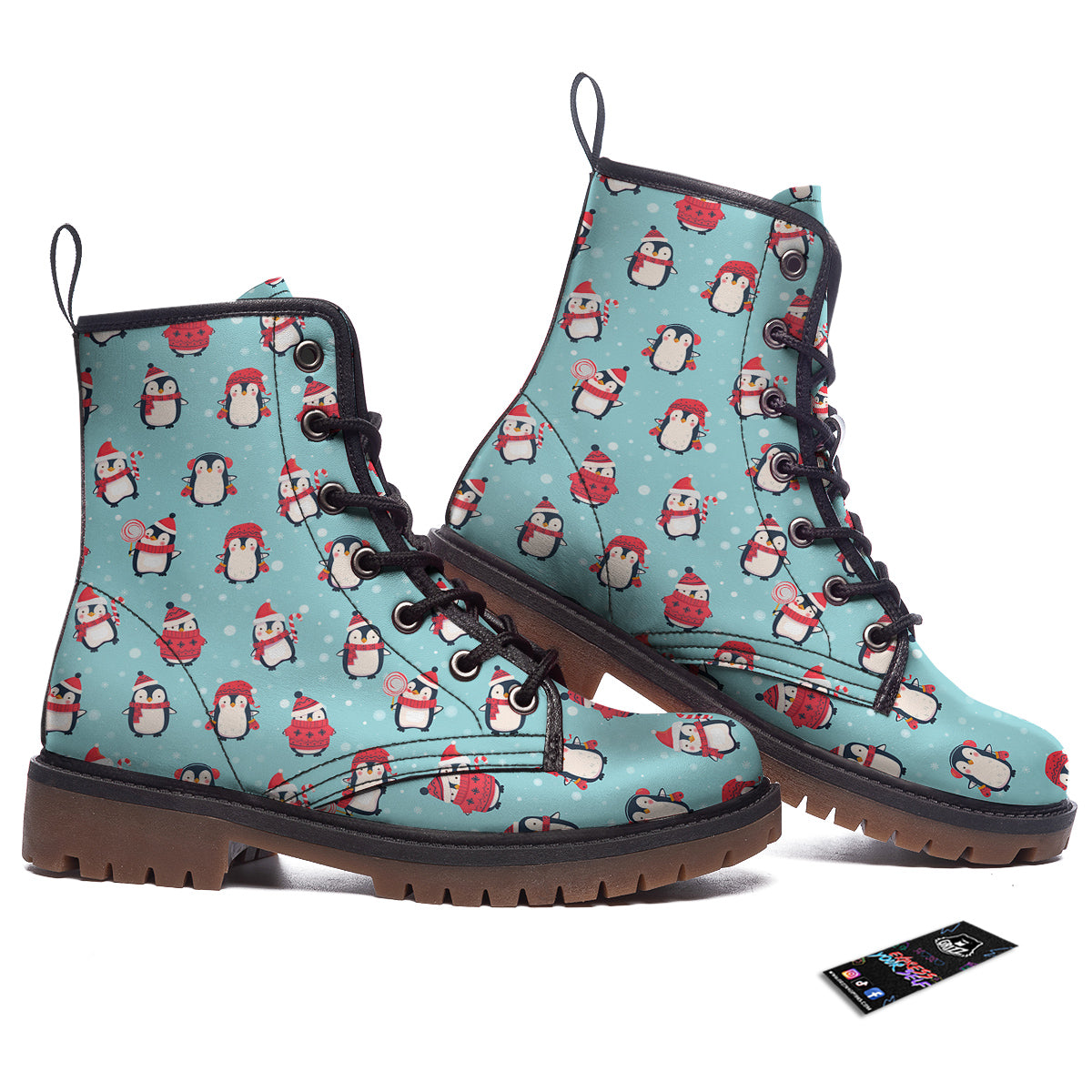 Penguin Cute Snowy Print Pattern Work Boots-grizzshop