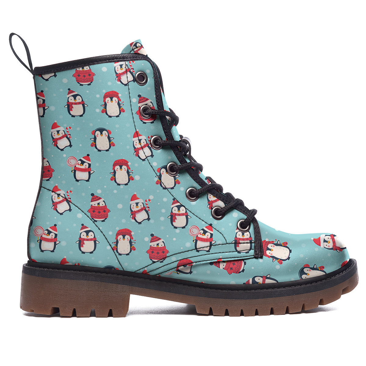 Penguin Cute Snowy Print Pattern Work Boots-grizzshop