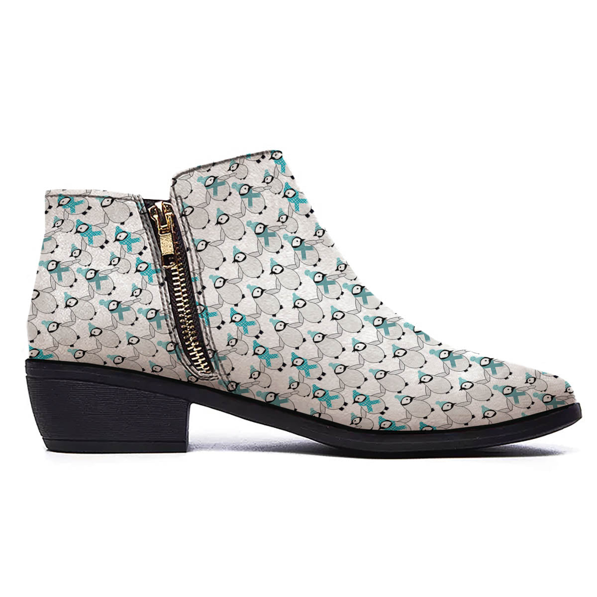 Penguin Emperor Cartoon Print Pattern Ankle Boots-grizzshop