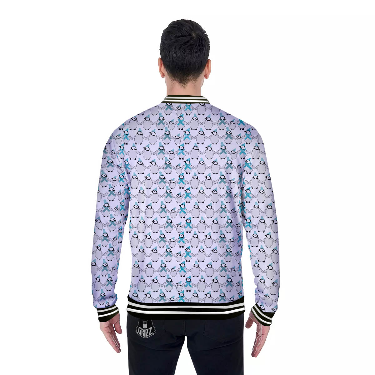 Penguin Emperor Cartoon Print Pattern Baseball Jacket-grizzshop