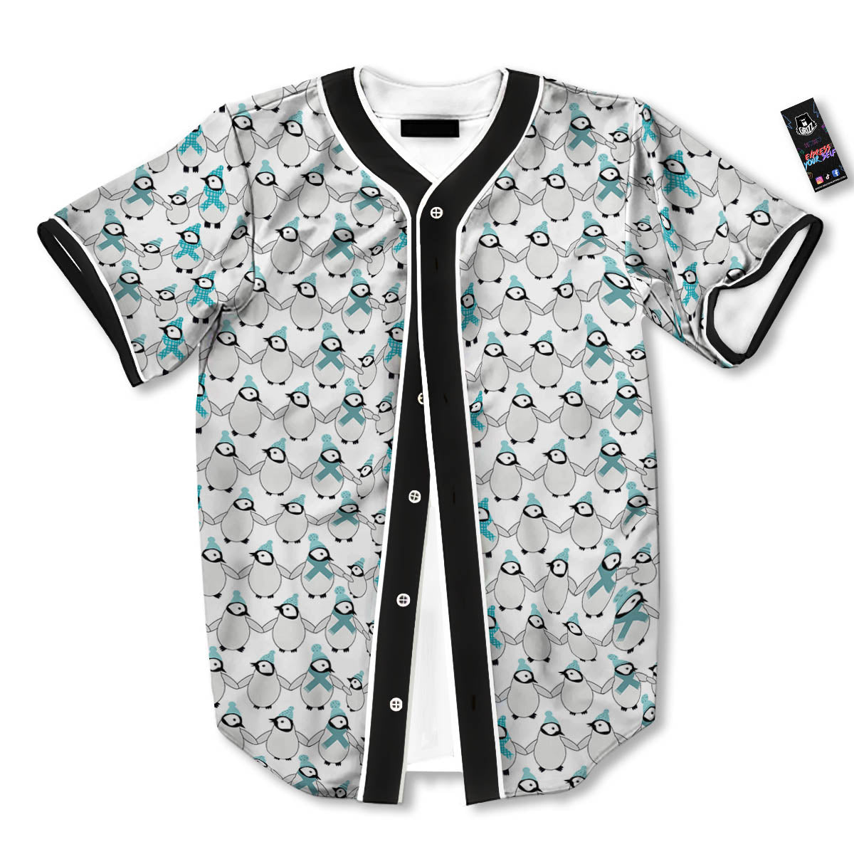 Penguin Emperor Cartoon Print Pattern Baseball Jersey-grizzshop