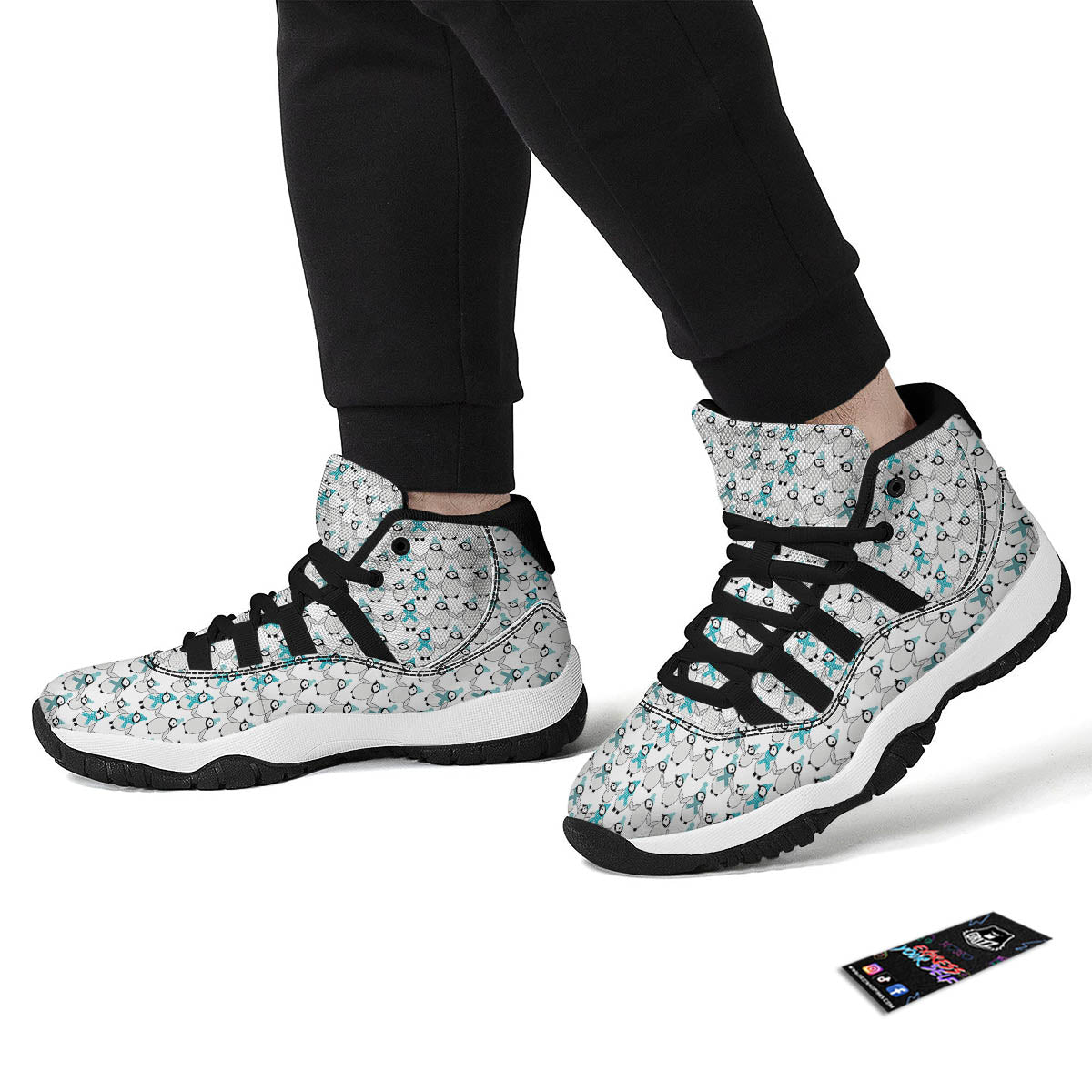 Penguin Emperor Cartoon Print Pattern Black Bball Shoes-grizzshop