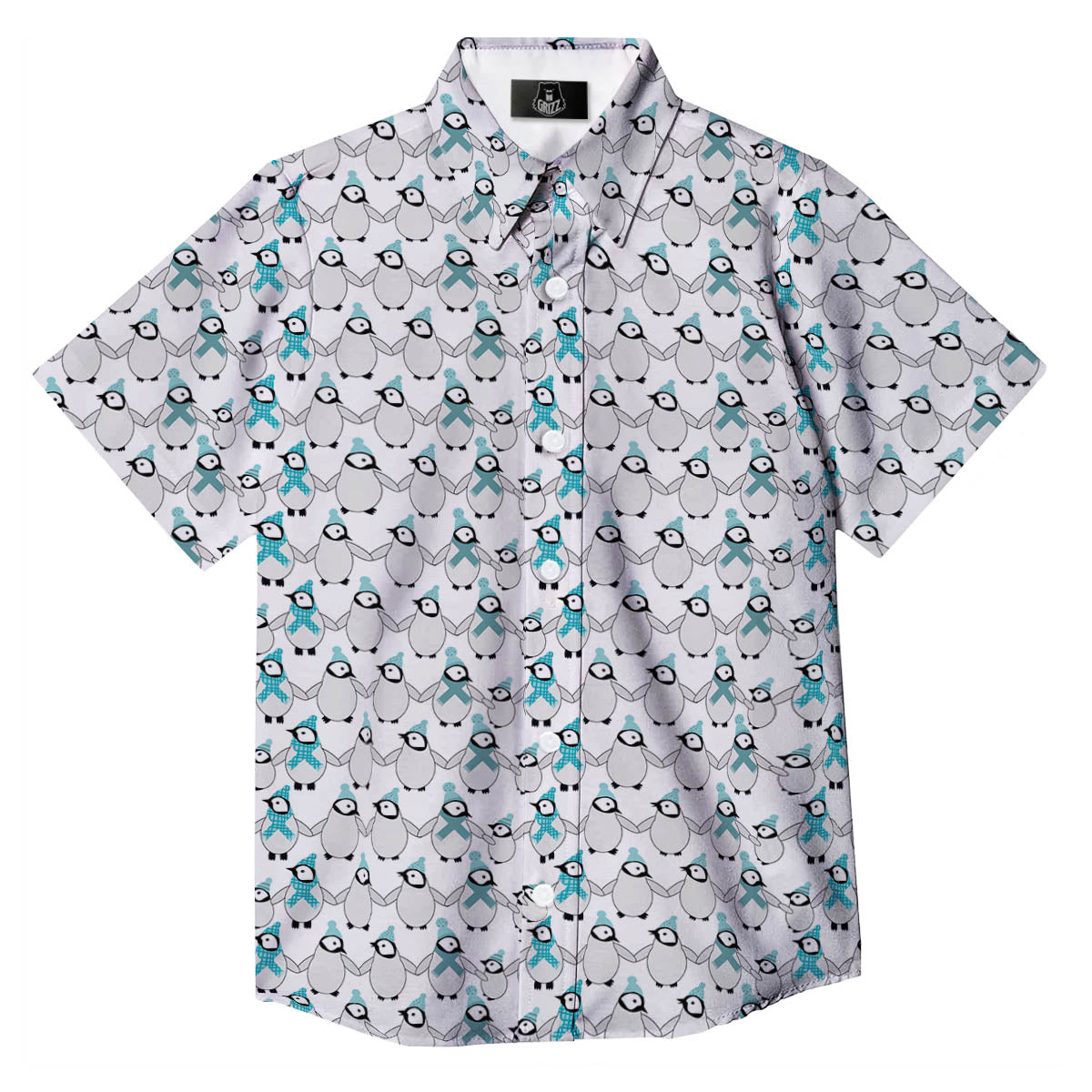 Penguin Emperor Cartoon Print Pattern Button Up Shirt-grizzshop