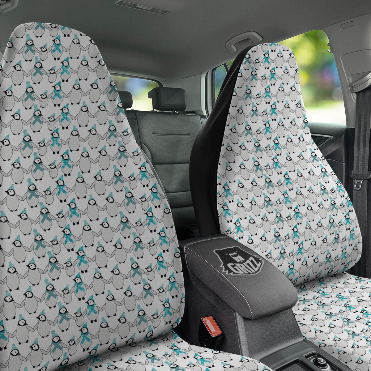 Penguin Emperor Cartoon Print Pattern Car Seat Covers-grizzshop