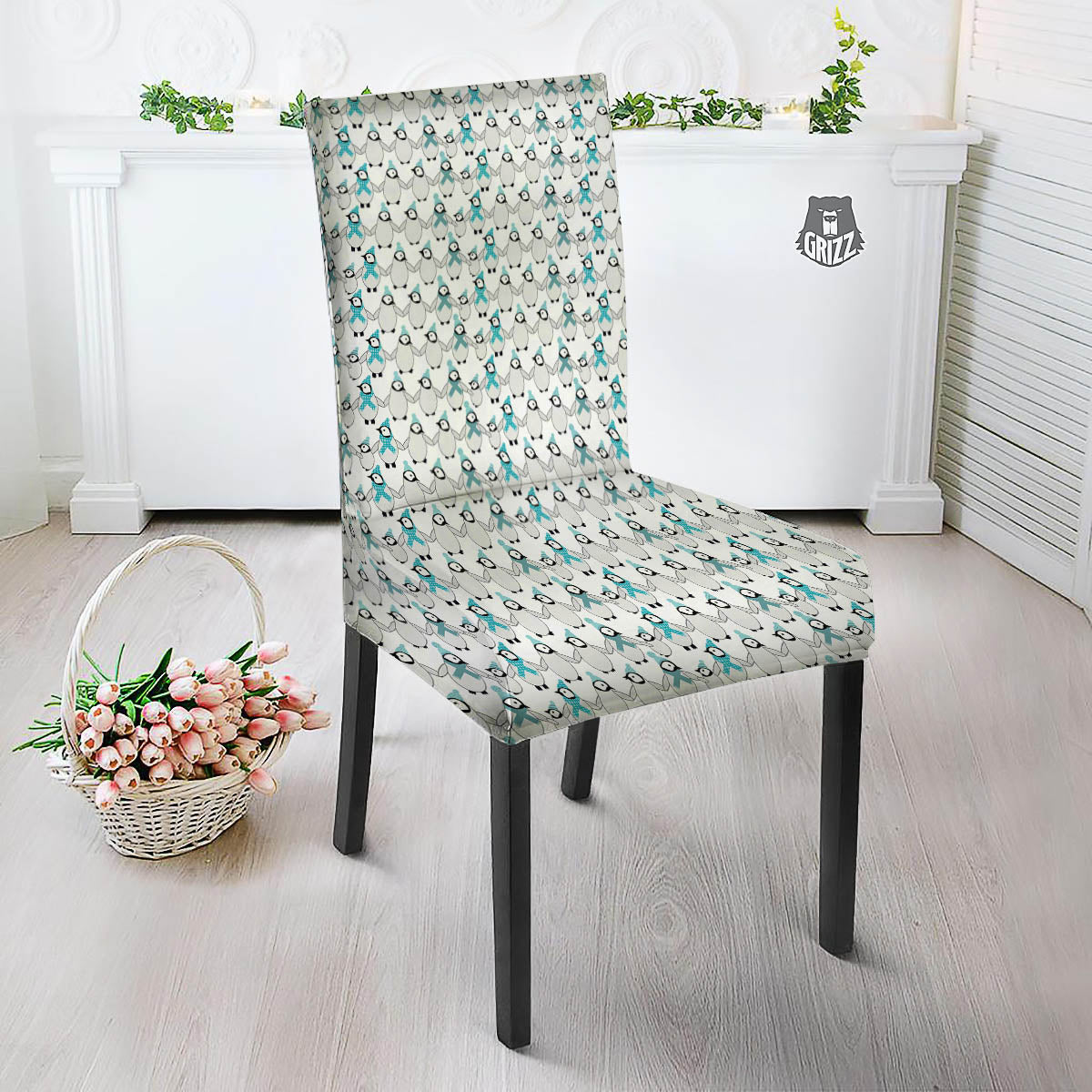 Penguin Emperor Cartoon Print Pattern Dining Chair Slipcover-grizzshop