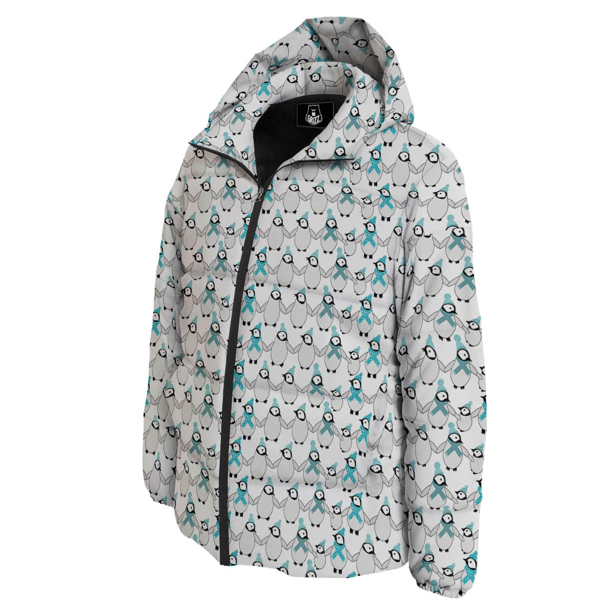 Penguin Emperor Cartoon Print Pattern Down Jacket-grizzshop