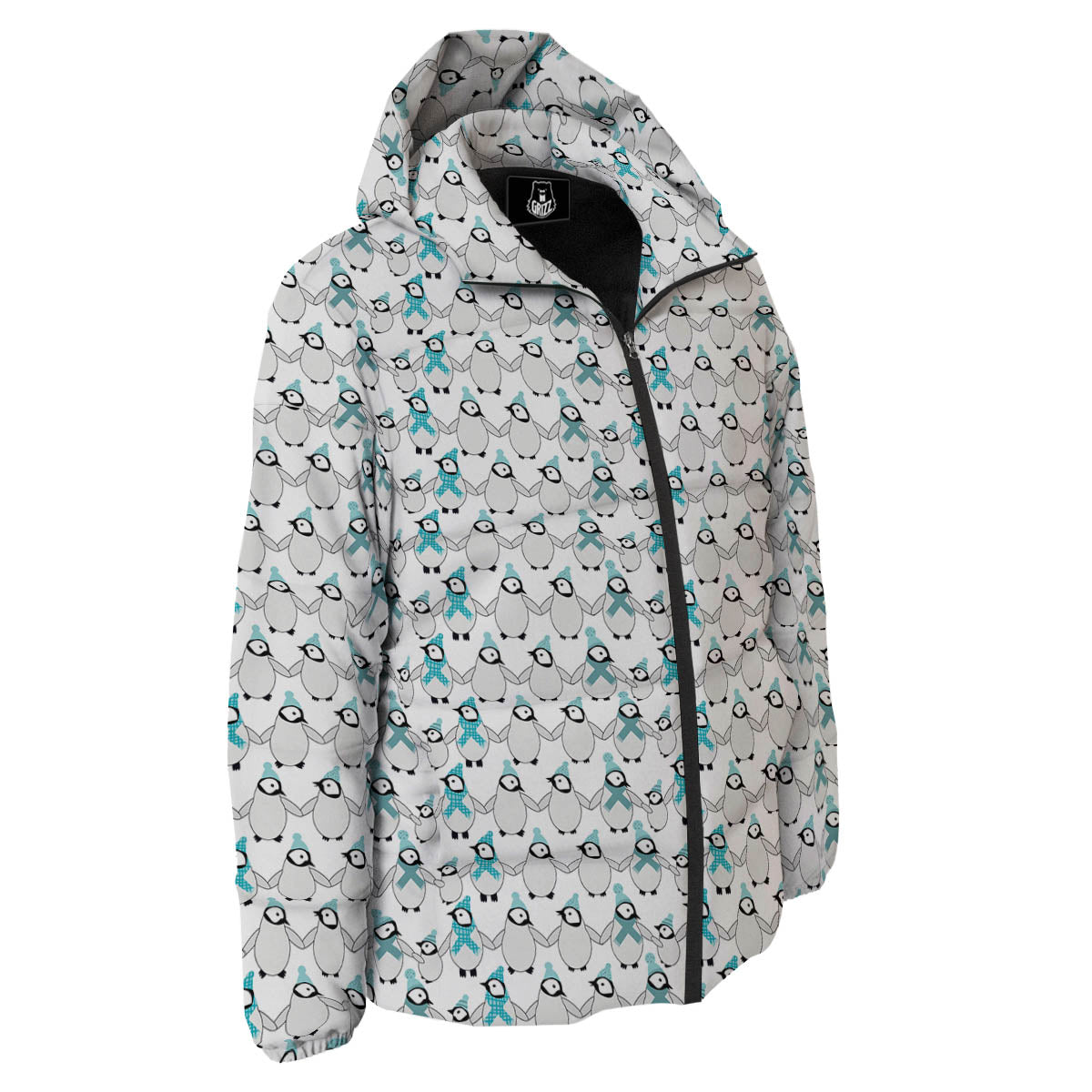 Penguin Emperor Cartoon Print Pattern Down Jacket-grizzshop