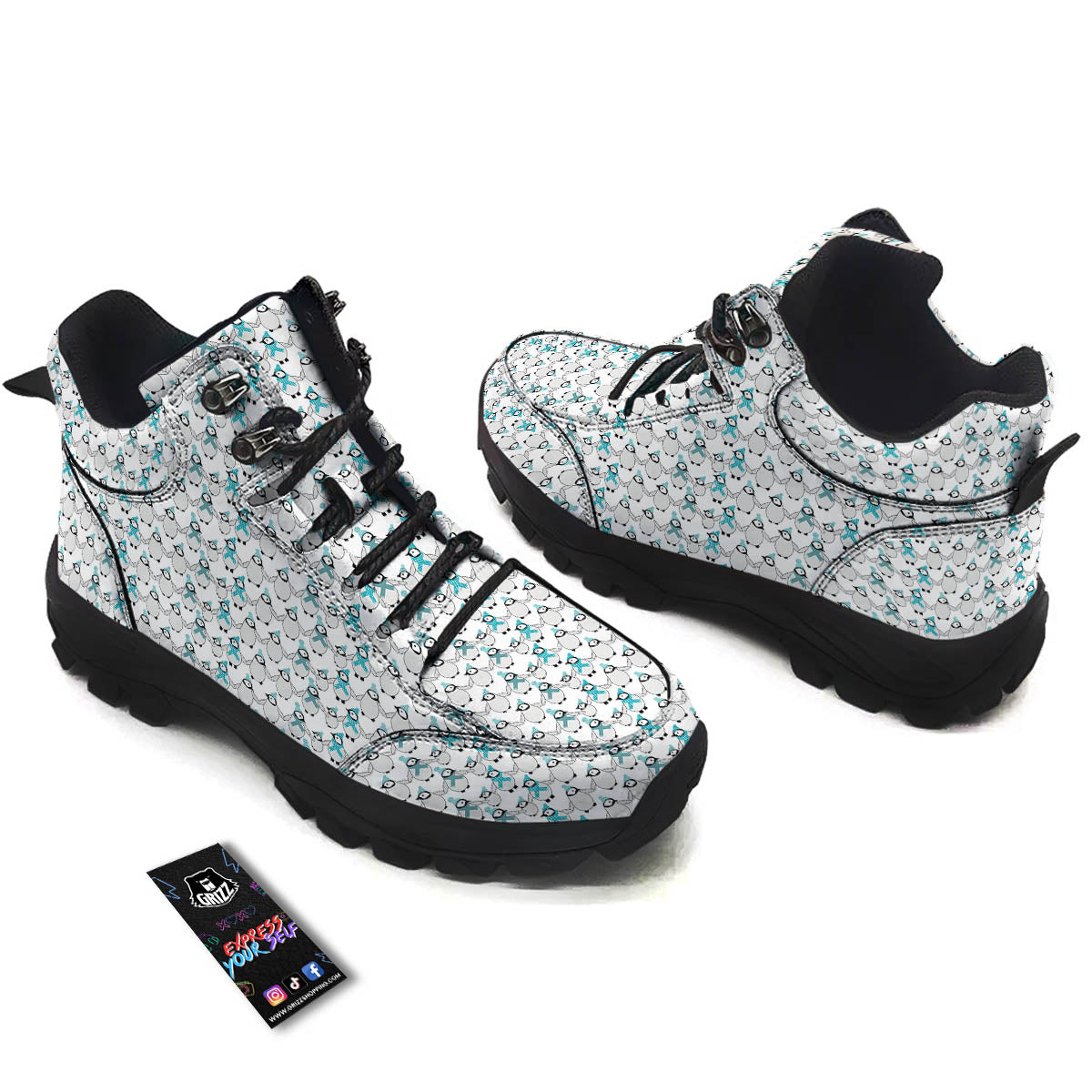 Penguin Emperor Cartoon Print Pattern Hiking Shoes-grizzshop