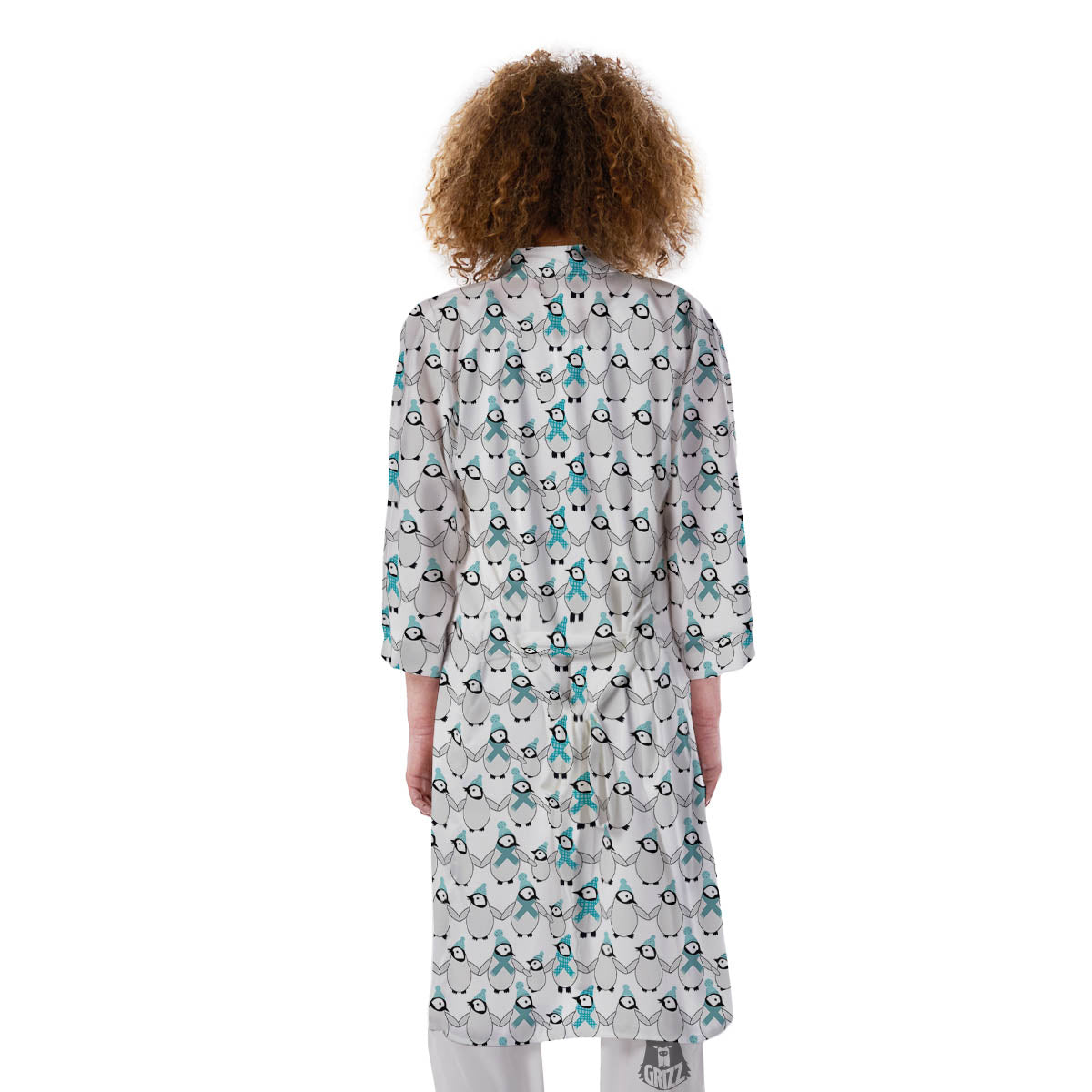 Penguin Emperor Cartoon Print Pattern Kimono-grizzshop