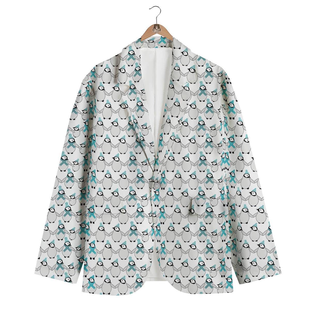 Penguin Emperor Cartoon Print Pattern Men's Blazer-grizzshop