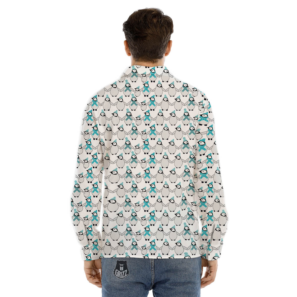 Penguin Emperor Cartoon Print Pattern Men's Dress Shirts-grizzshop