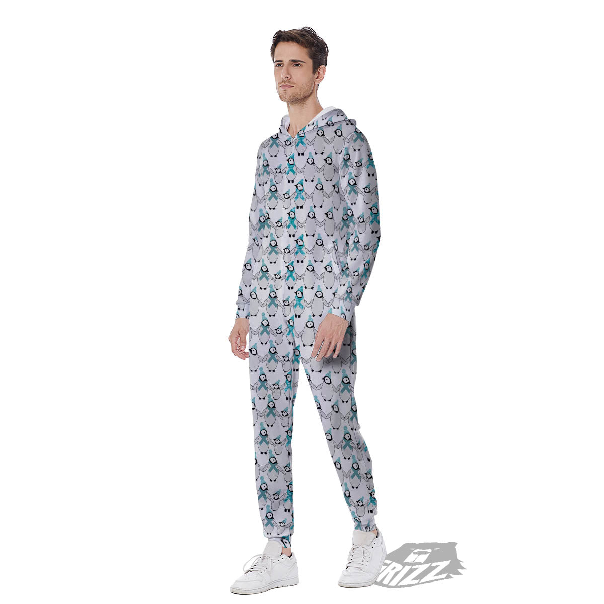 Penguin Emperor Cartoon Print Pattern Men's Jumpsuit-grizzshop