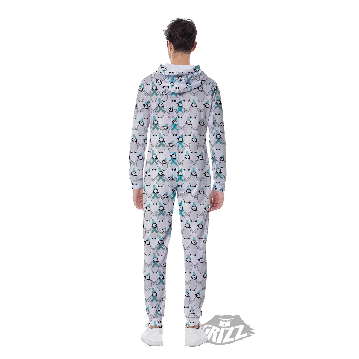 Penguin Emperor Cartoon Print Pattern Men's Jumpsuit-grizzshop