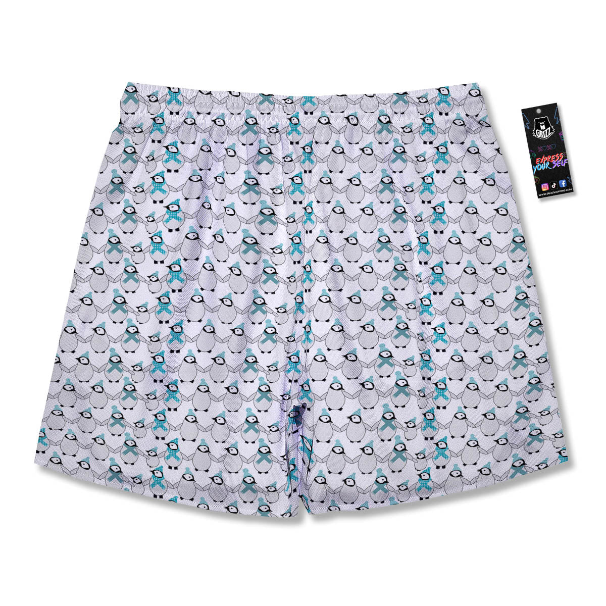 Penguin Emperor Cartoon Print Pattern Men's Running Shorts-grizzshop