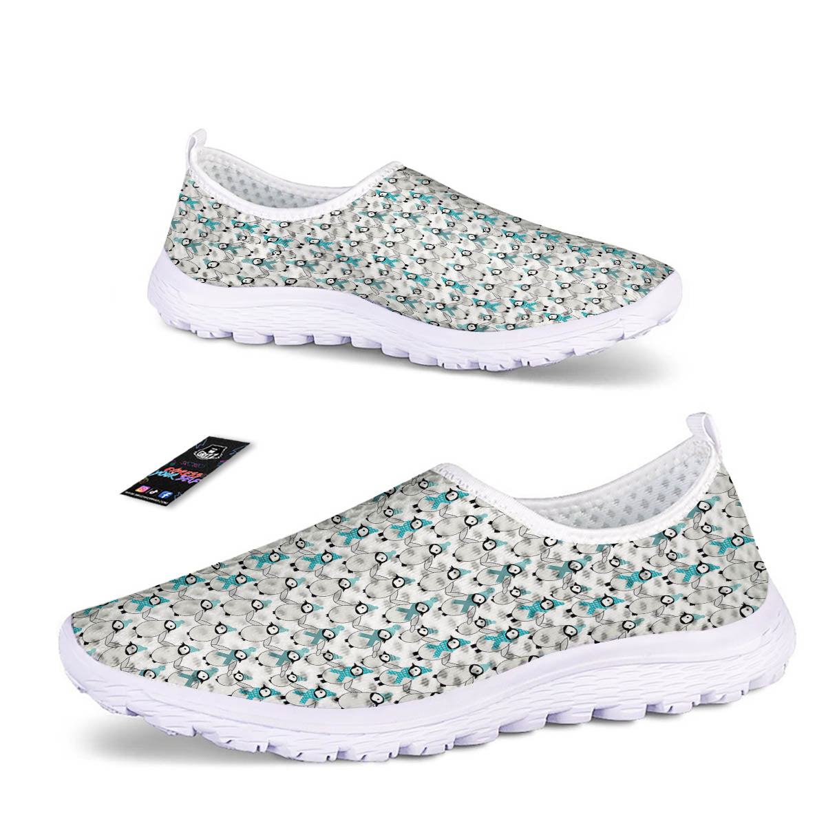 Penguin Emperor Cartoon Print Pattern Nurse Shoes-grizzshop