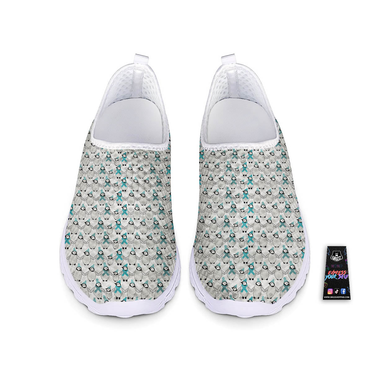 Penguin Emperor Cartoon Print Pattern Nurse Shoes-grizzshop