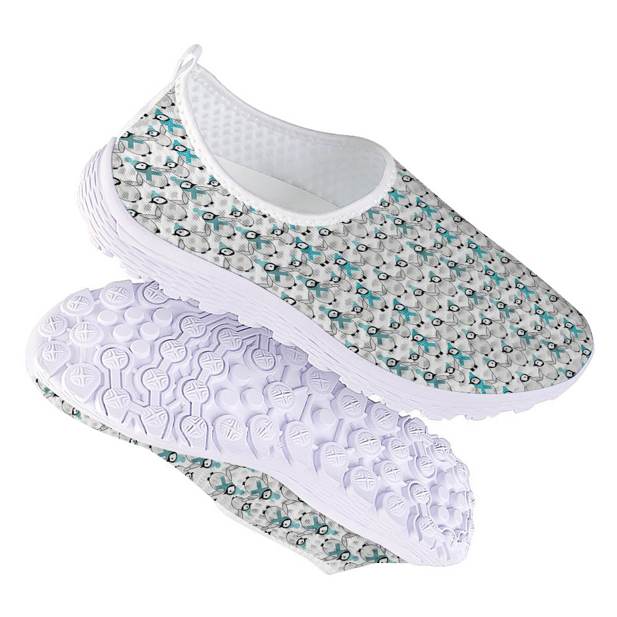 Penguin Emperor Cartoon Print Pattern Nurse Shoes-grizzshop