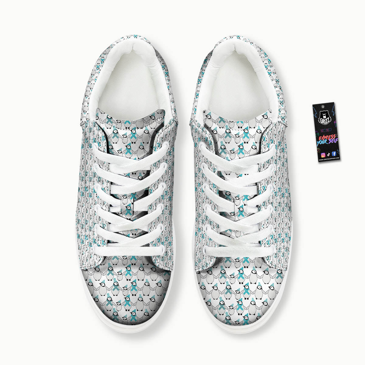 Penguin Emperor Cartoon Print Pattern Platform Shoes-grizzshop