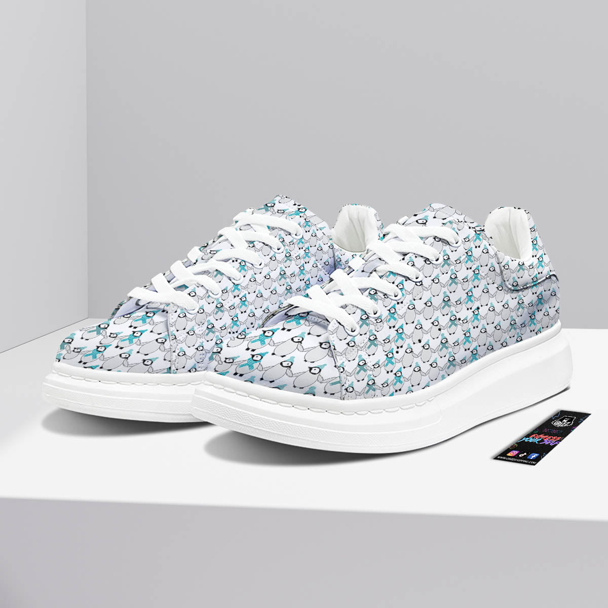 Penguin Emperor Cartoon Print Pattern Platform Shoes-grizzshop