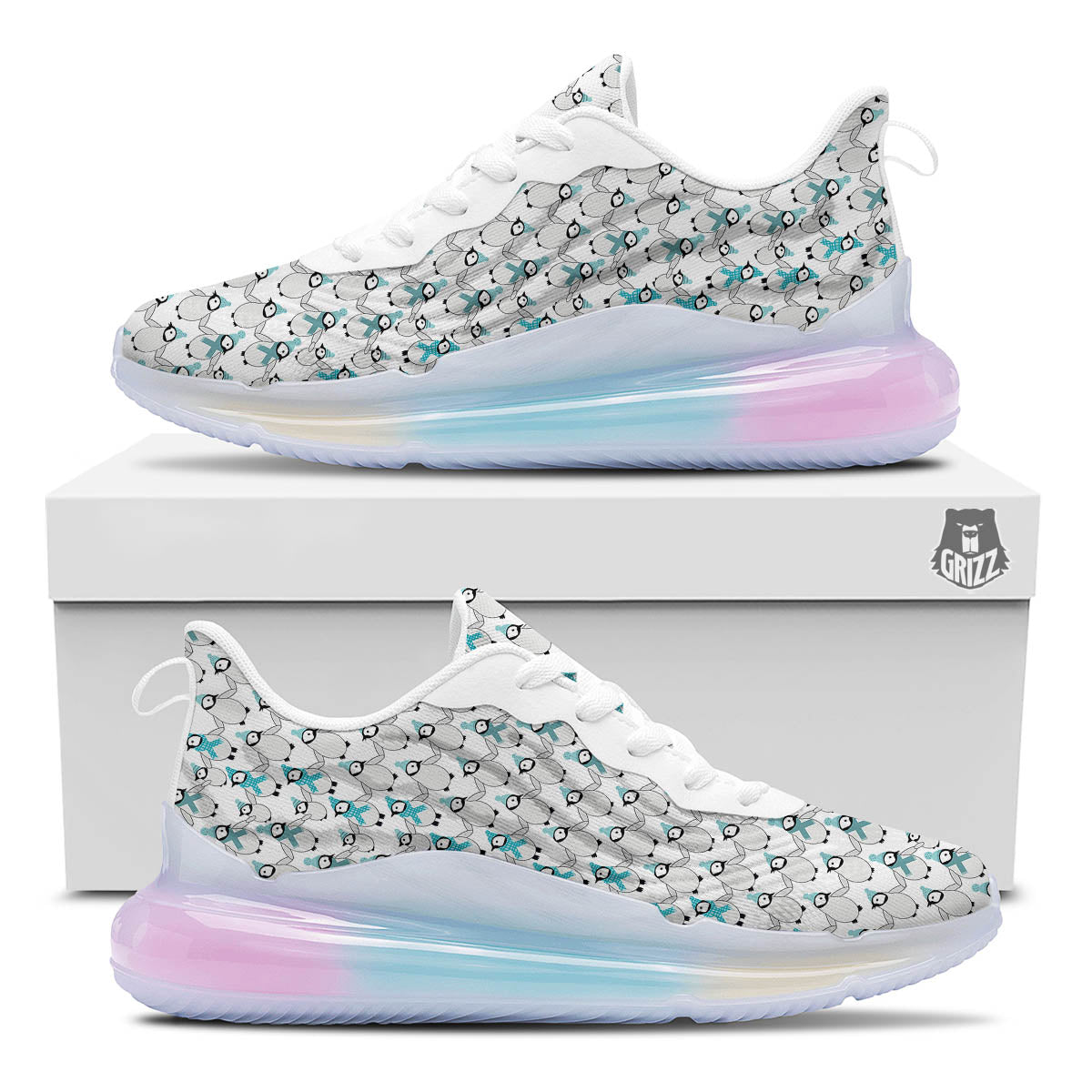 Penguin Emperor Cartoon Print Pattern Running Sneakers-grizzshop
