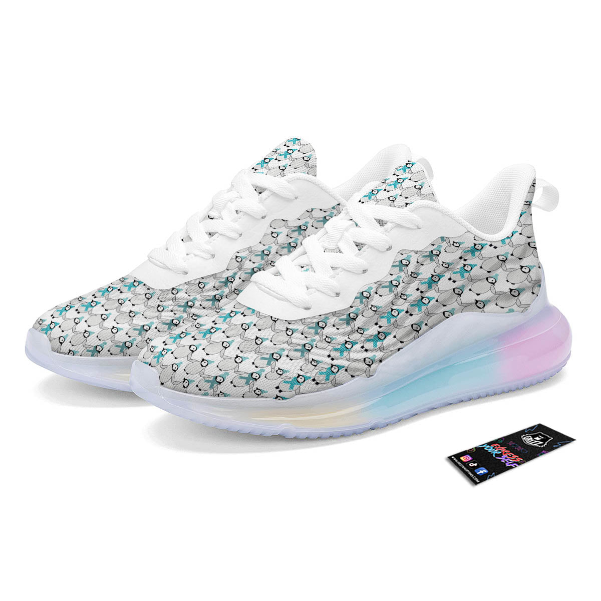 Penguin Emperor Cartoon Print Pattern Running Sneakers-grizzshop