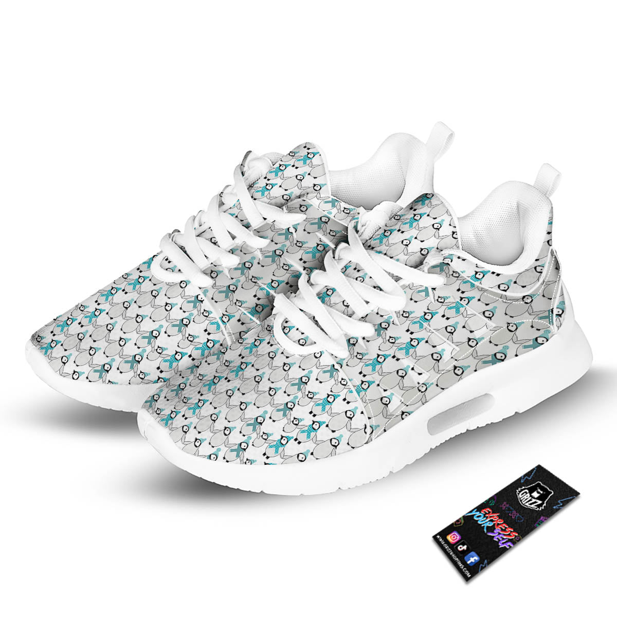 Penguin Emperor Cartoon Print Pattern Tennis Shoes-grizzshop