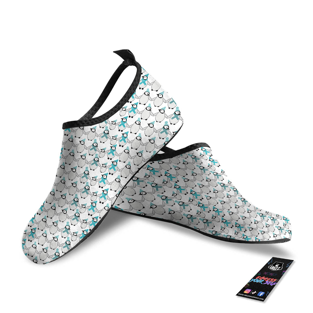 Penguin Emperor Cartoon Print Pattern Water Shoes-grizzshop