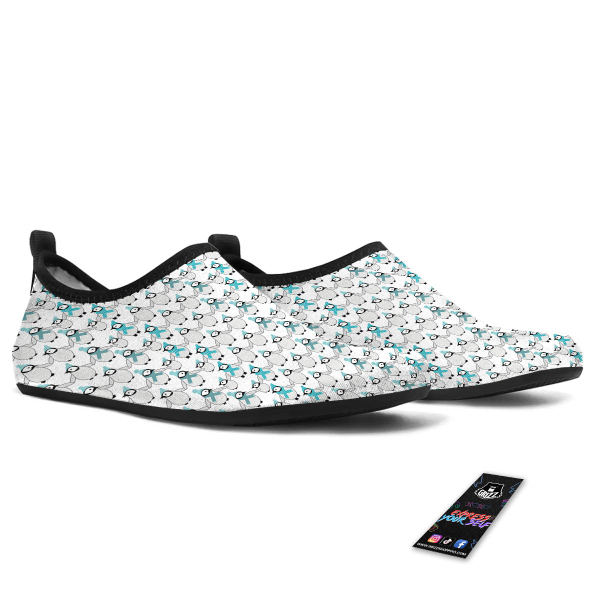 Penguin Emperor Cartoon Print Pattern Water Shoes-grizzshop