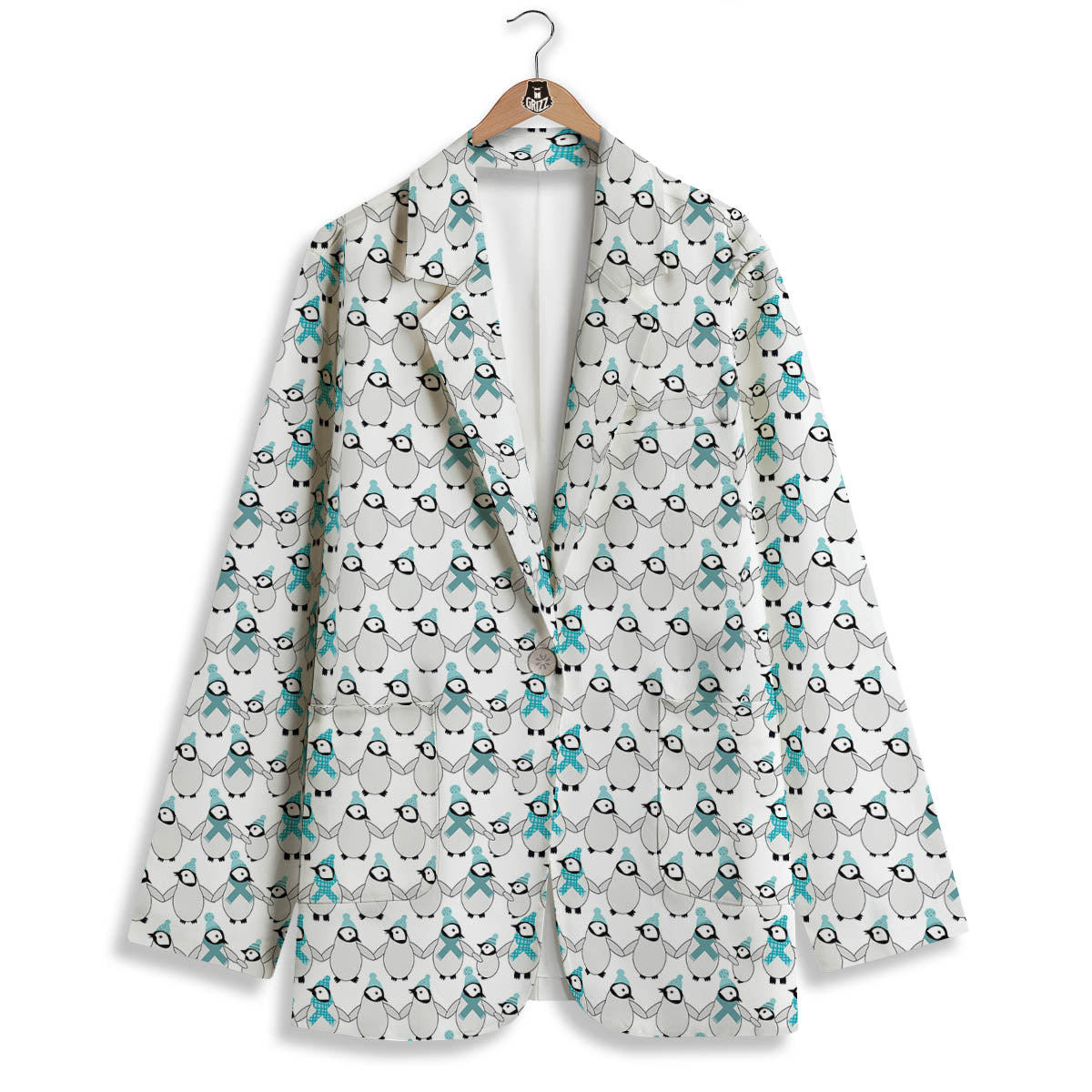 Penguin Emperor Cartoon Print Pattern Women's Blazer-grizzshop