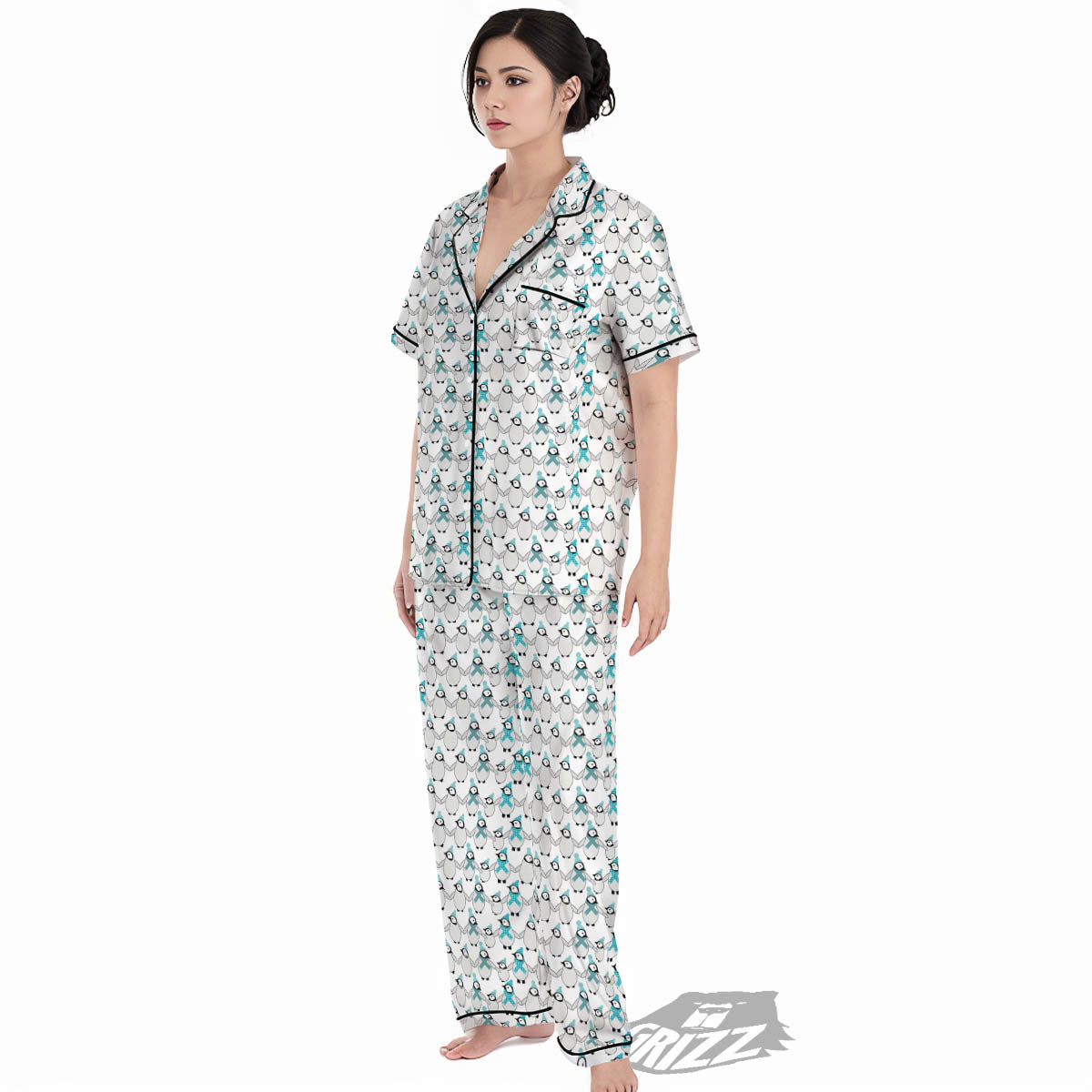 Penguin Emperor Cartoon Print Pattern Women's Pajamas Set-grizzshop