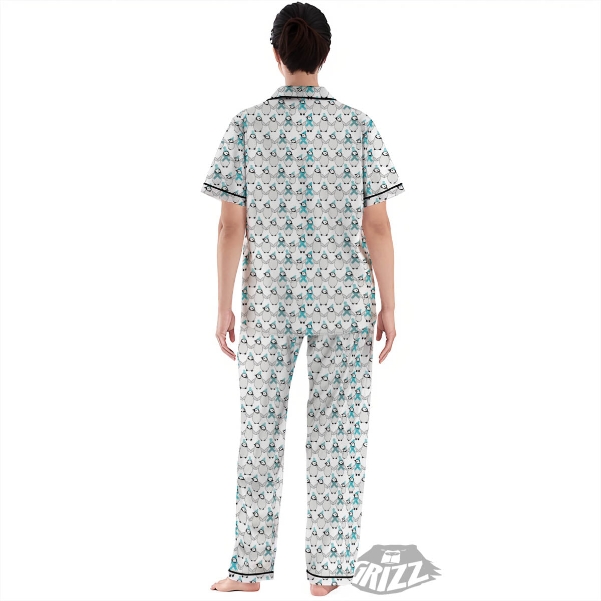Penguin Emperor Cartoon Print Pattern Women's Pajamas Set-grizzshop