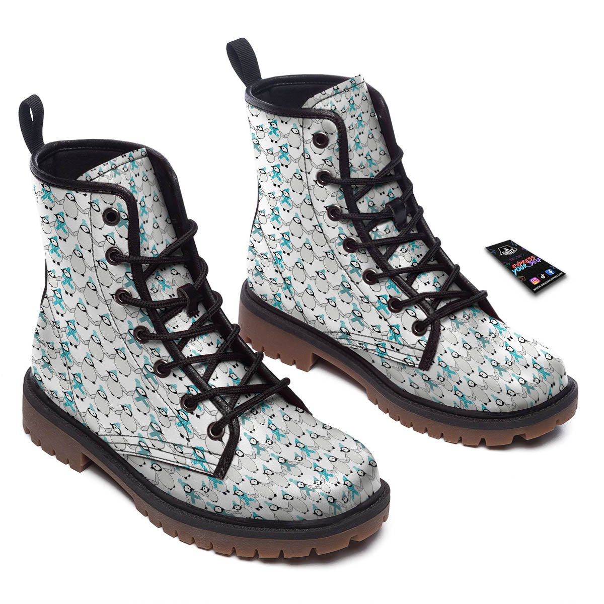 Penguin Emperor Cartoon Print Pattern Work Boots-grizzshop