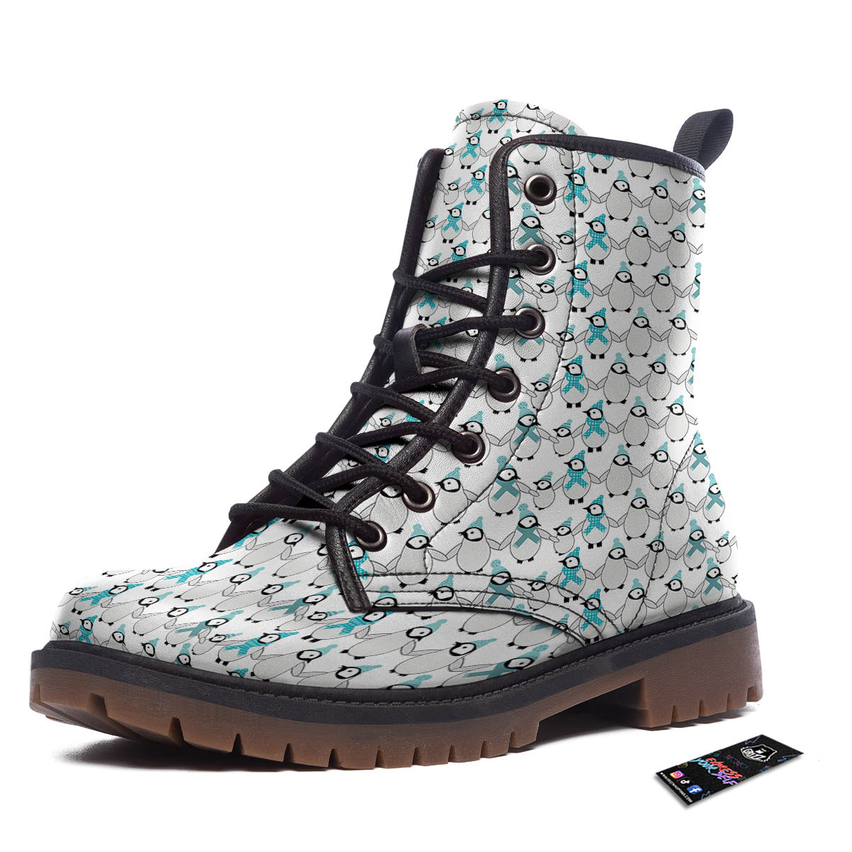 Penguin Emperor Cartoon Print Pattern Work Boots-grizzshop