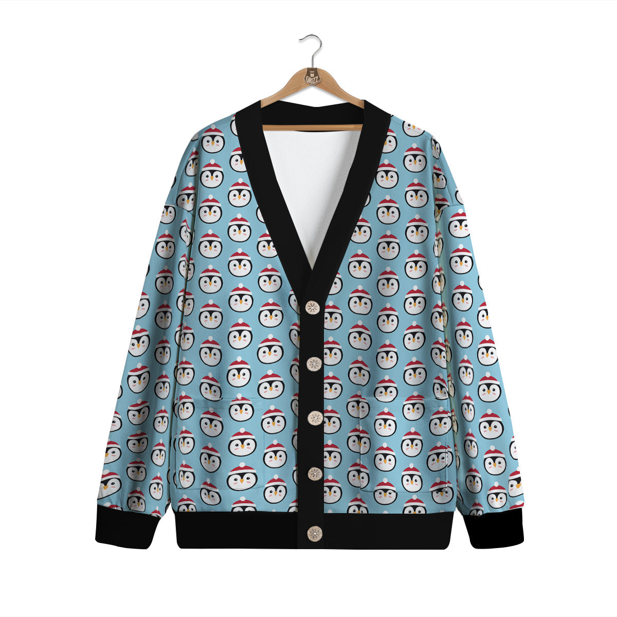 Penguin Face Cute Print Pattern Cardigan-grizzshop