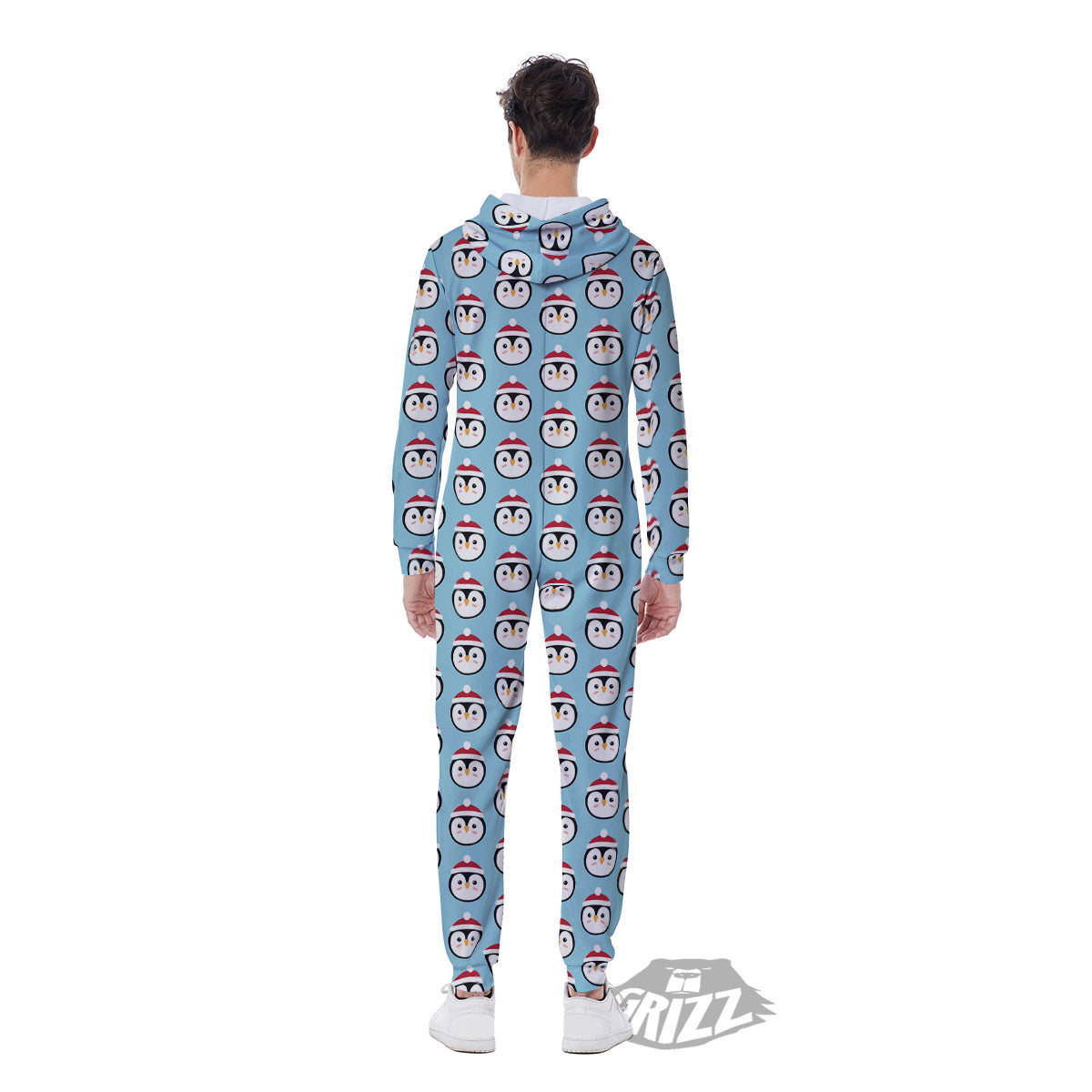 Penguin Face Cute Print Pattern Men's Jumpsuit-grizzshop