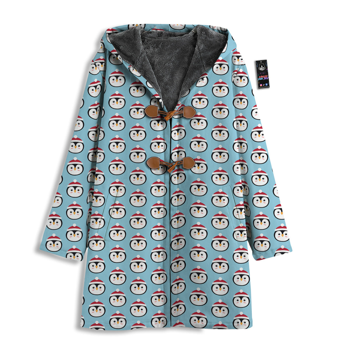 Penguin Face Cute Print Pattern Men's Windbreaker Jacket-grizzshop