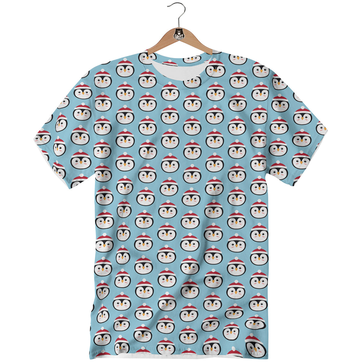 Penguin Face Cute Print Pattern T-Shirt-grizzshop