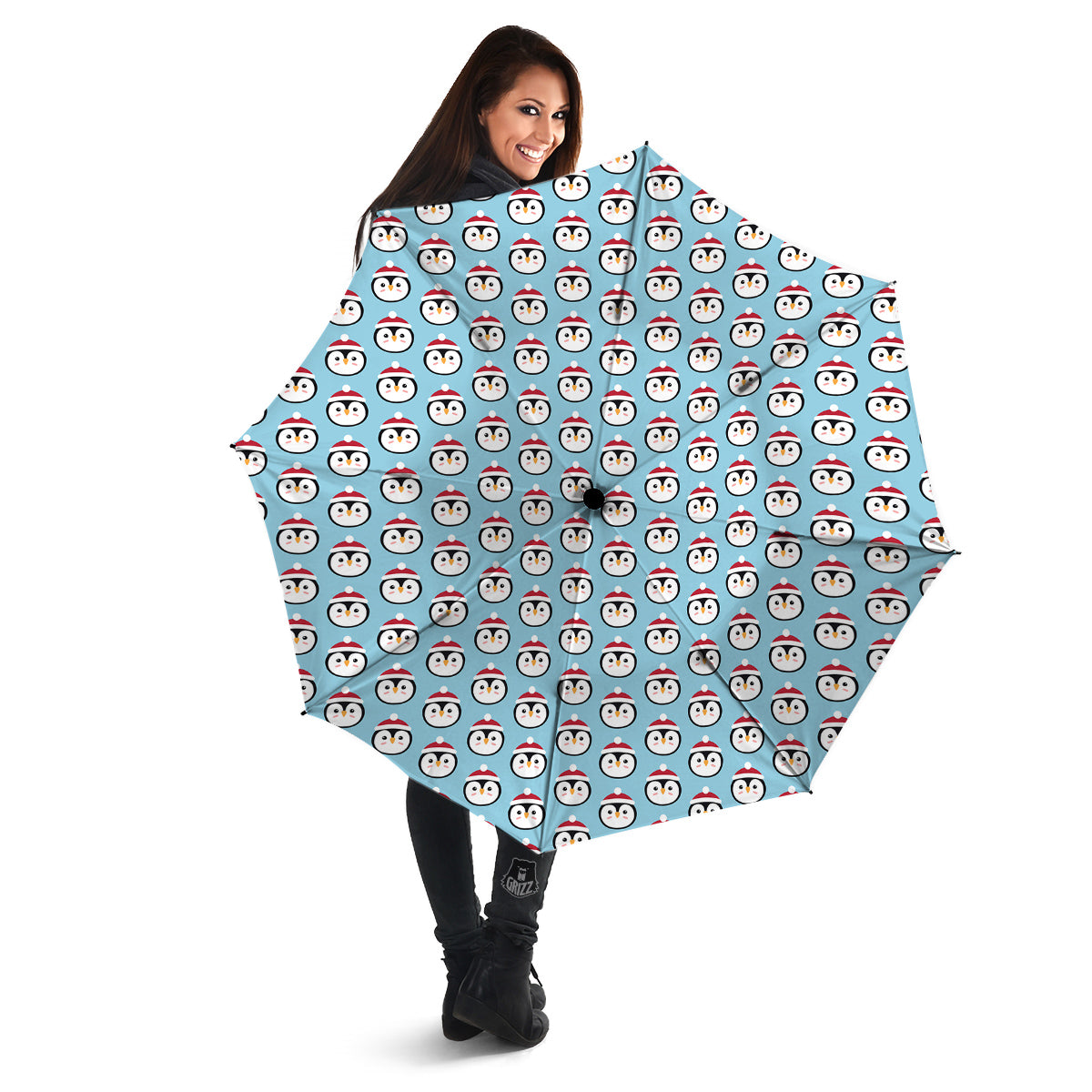 Penguin Face Cute Print Pattern Umbrella-grizzshop