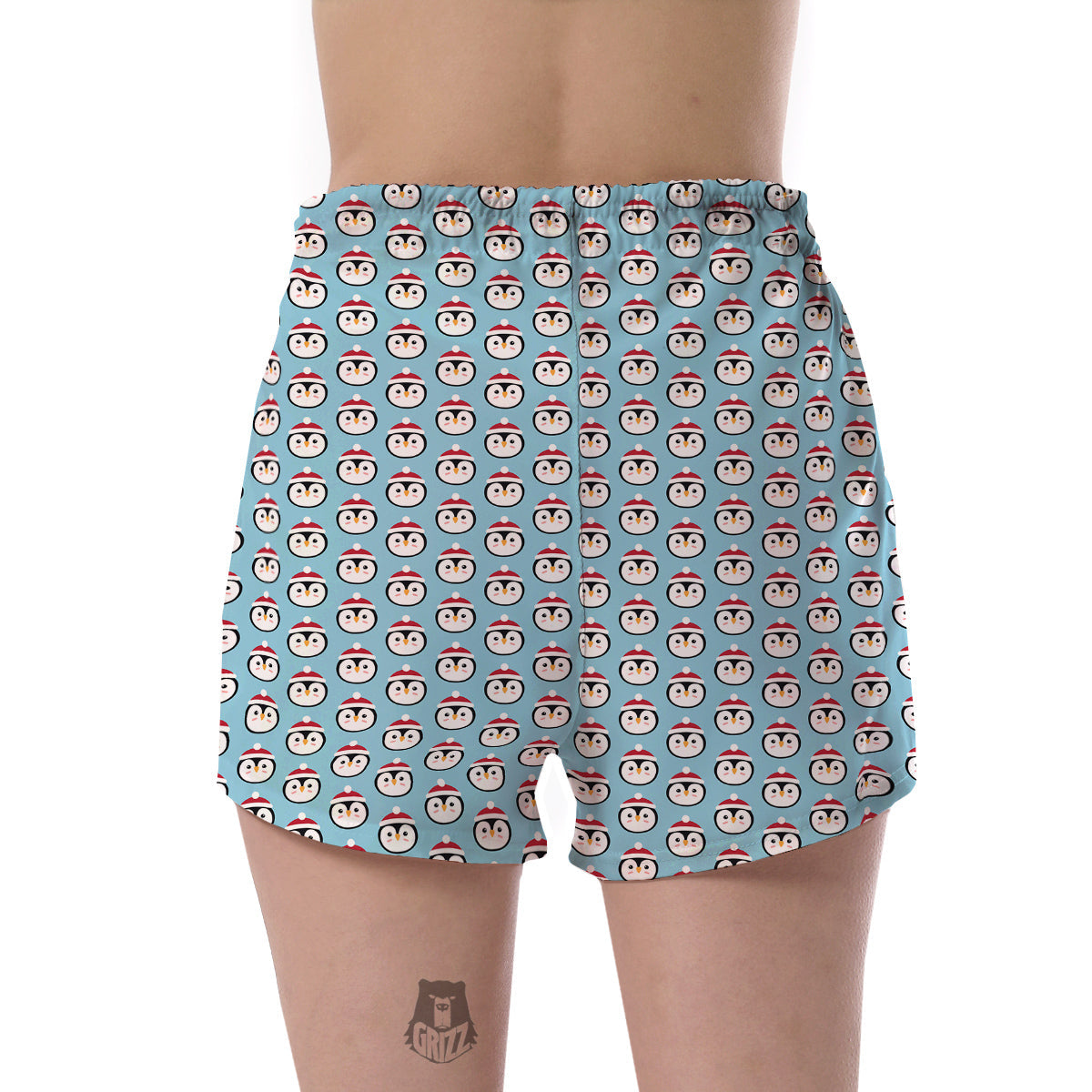 Penguin Face Cute Print Pattern Women's Shorts-grizzshop