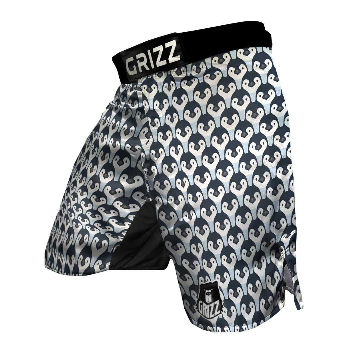 Penguin Face Pattern Print MMA Shorts-grizzshop