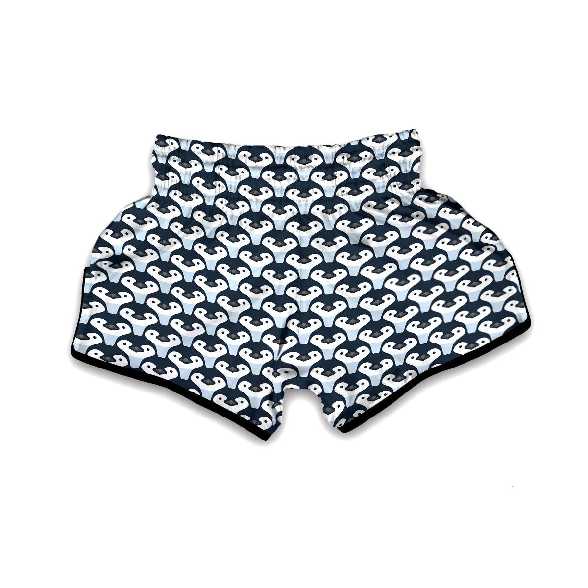 Penguin Face Pattern Print Muay Thai Boxing Shorts-grizzshop